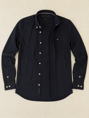 Camisa Social Tommy Hilfiger Manga Longa Azul Marinho