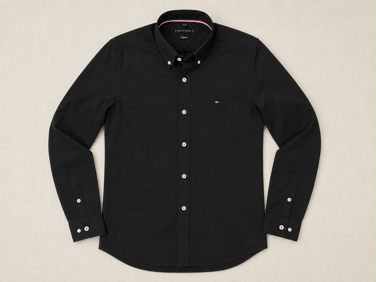 Camisa Social Tommy Hilfiger Manga Longa Preta