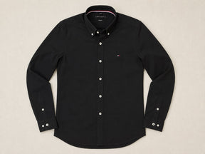 Camisa Social Tommy Hilfiger Manga Longa Preta