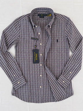 Camisa Xadrez Polo Ralph Lauren Manga Longa Cinza