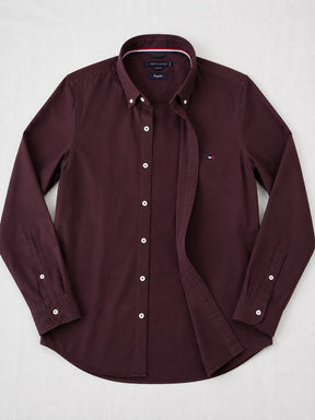 Camisa Social Tommy Hilfiger Manga Longa Vinho