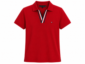 Camisa Polo Tommy Hilfiger Gola V Vermelha
