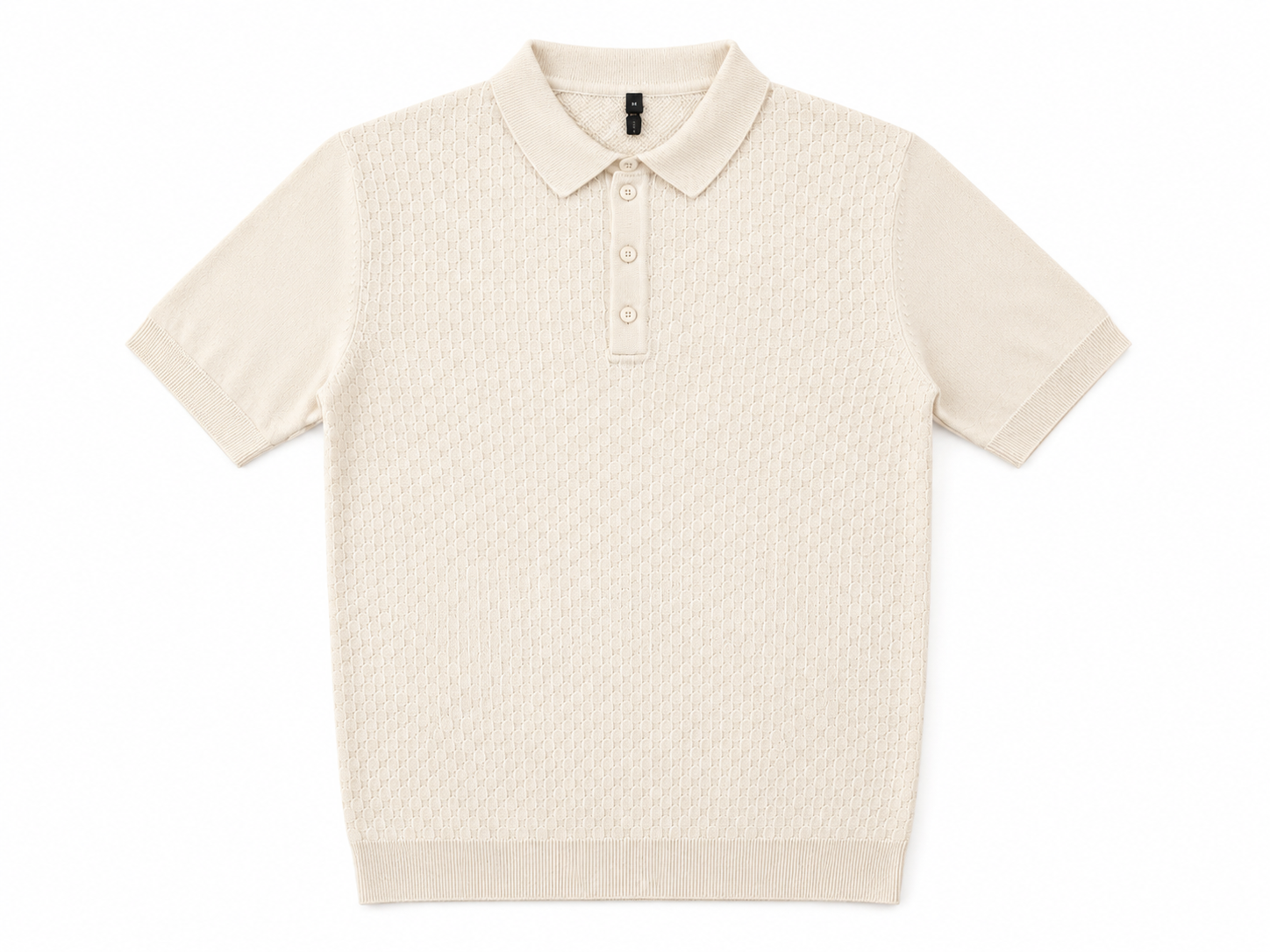 Camisa Polo em Tricô Texturizado Off-White