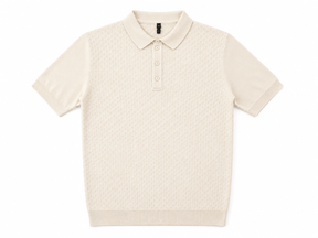 Camisa Polo em Tricô Texturizado Off-White