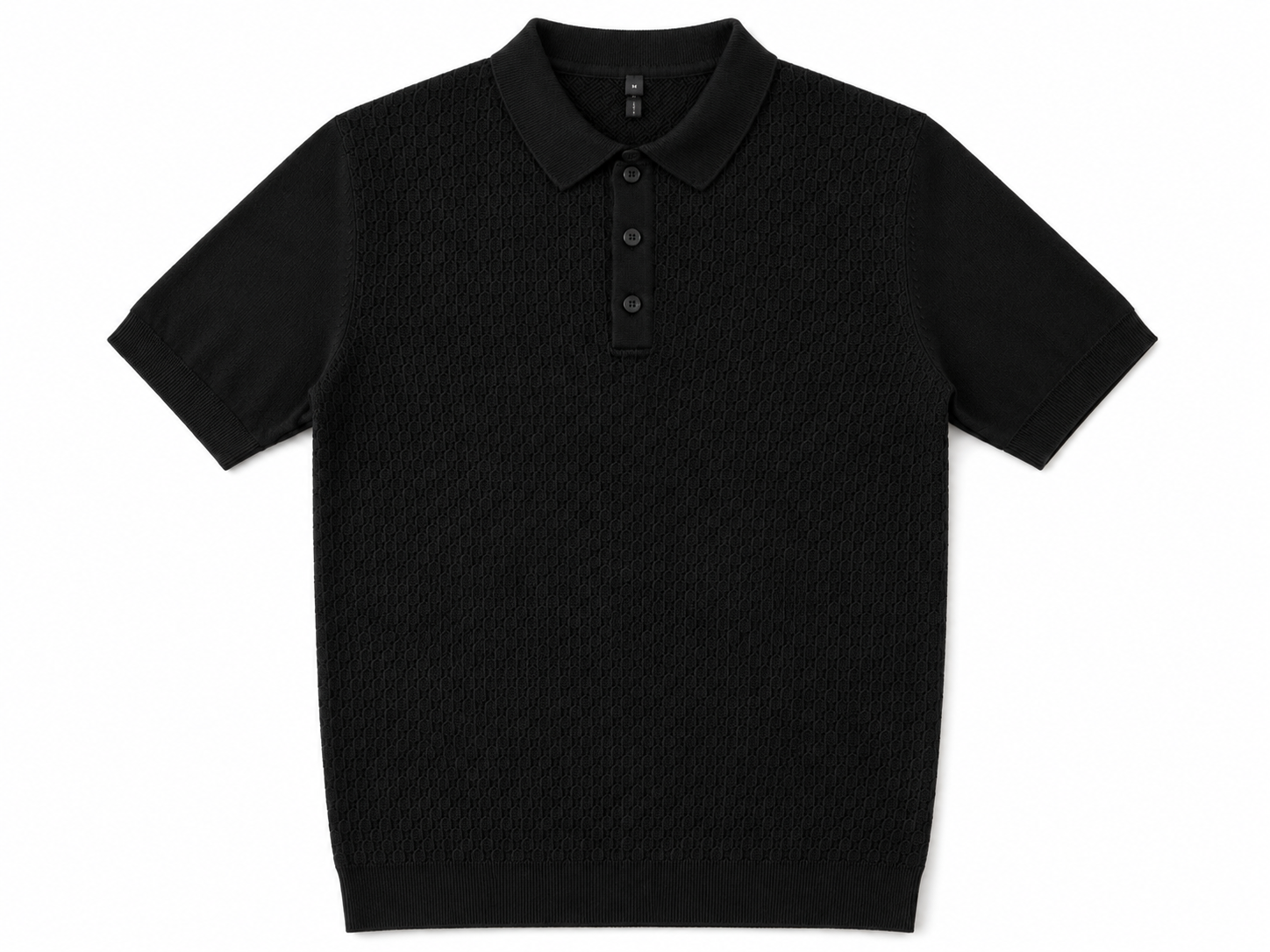 Camisa Polo em Tricô Texturizado Preto