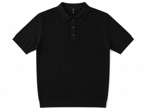 Camisa Polo em Tricô Texturizado Preto