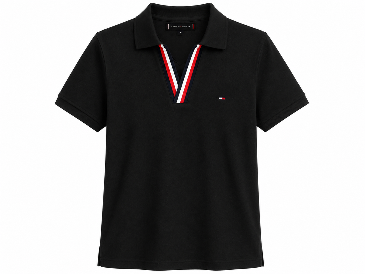 Camisa Polo Tommy Hilfiger Gola V Preta