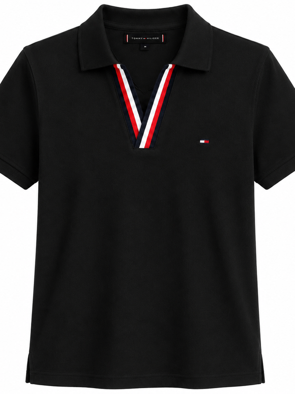 Camisa Polo Tommy Hilfiger Gola V Preta