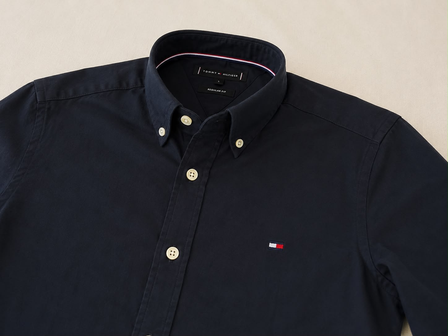 Camisa Social Tommy Hilfiger Manga Longa Azul Marinho