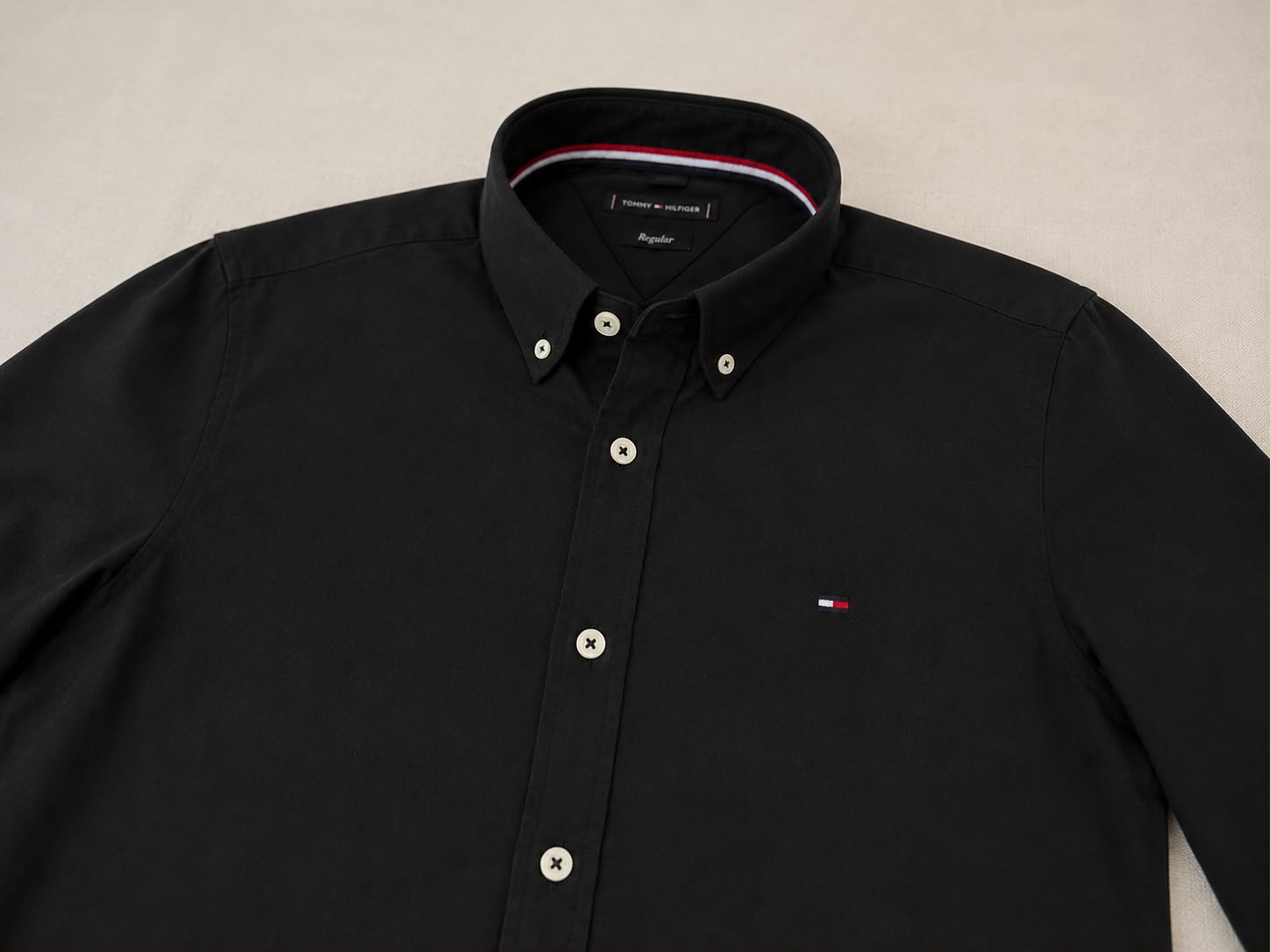 Camisa Social Tommy Hilfiger Manga Longa Preta
