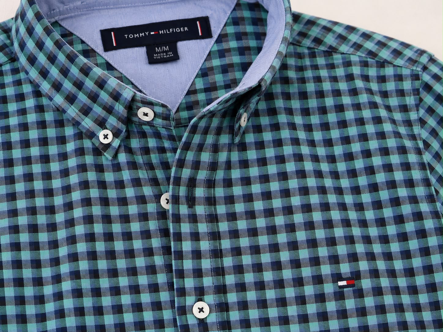 Camisa Xadrez Tommy Hilfiger Manga Longa Verde e Marinho