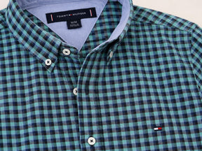 Camisa Xadrez Tommy Hilfiger Manga Longa Verde e Marinho