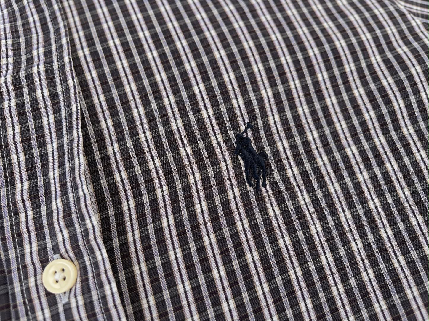 Camisa Xadrez Polo Ralph Lauren Manga Longa Cinza