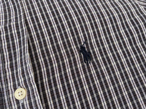 Camisa Xadrez Polo Ralph Lauren Manga Longa Cinza