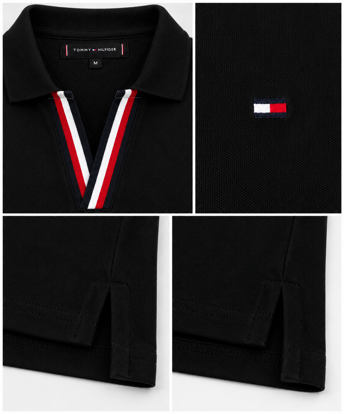 Camisa Polo Tommy Hilfiger Gola V Preta