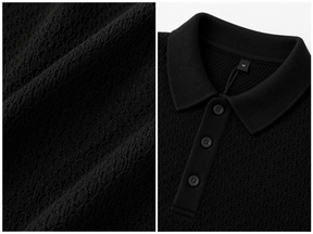 Camisa Polo em Tricô Texturizado Preto