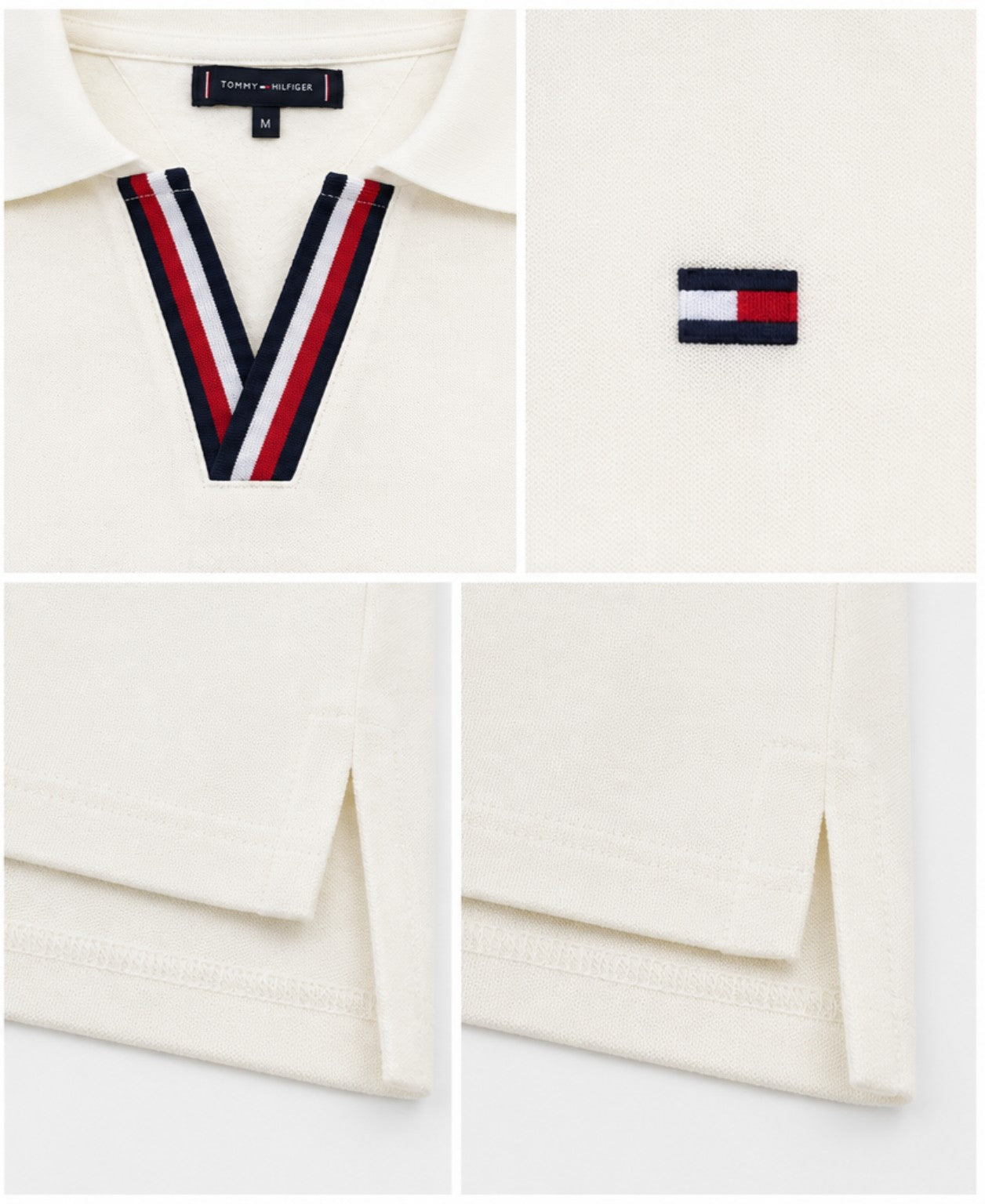 Camisa Polo Tommy Hilfiger Gola V Off-White
