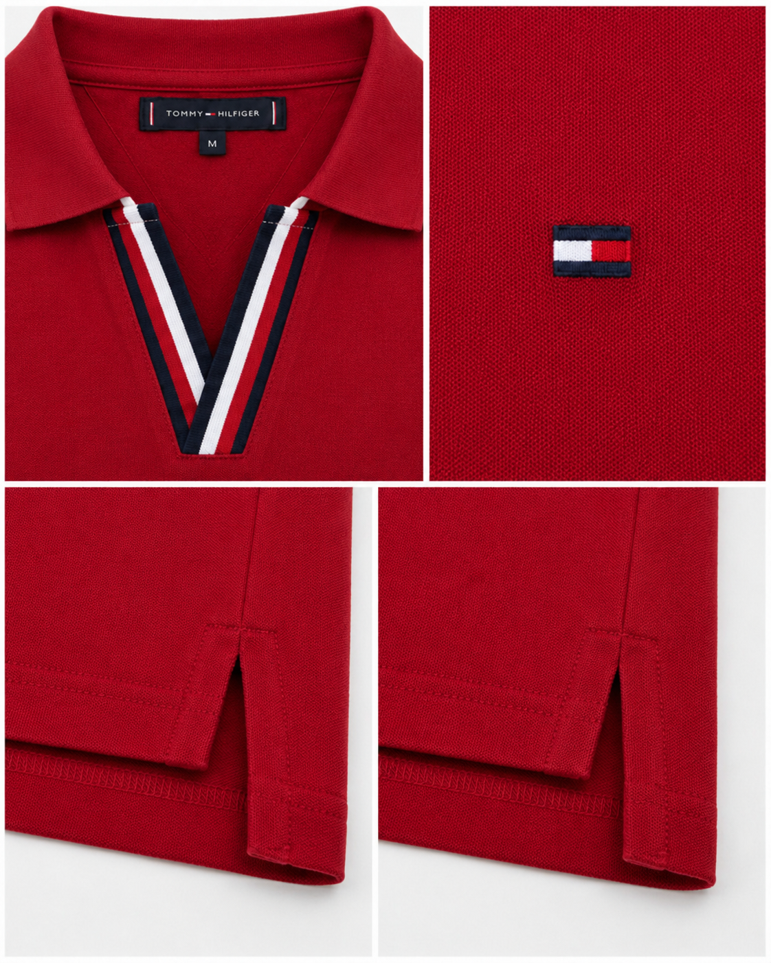 Camisa Polo Tommy Hilfiger Gola V Vermelha