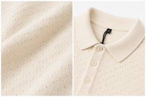 Camisa Polo em Tricô Texturizado Off-White