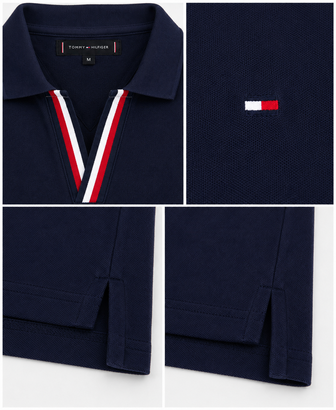 Camisa Polo Tommy Hilfiger Gola V Azul Marinho