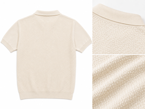 Camisa Polo em Tricô Texturizado Off-White