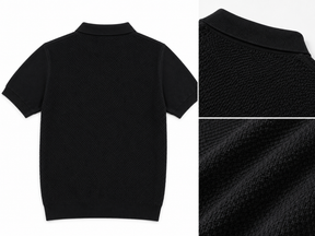 Camisa Polo em Tricô Texturizado Preto