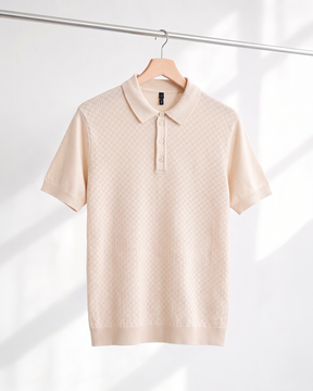 Camisa Polo em Tricô Texturizado Off-White