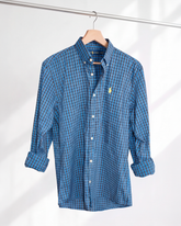 Camisa Xadrez Polo Ralph Lauren Manga Longa Azul Royal e Preto