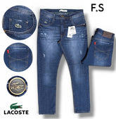 Calça Jeans Lacoste Slim Azul Médio