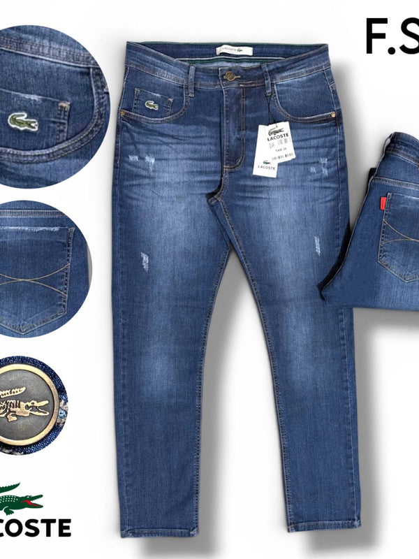 Calça Jeans Lacoste Slim Azul Médio