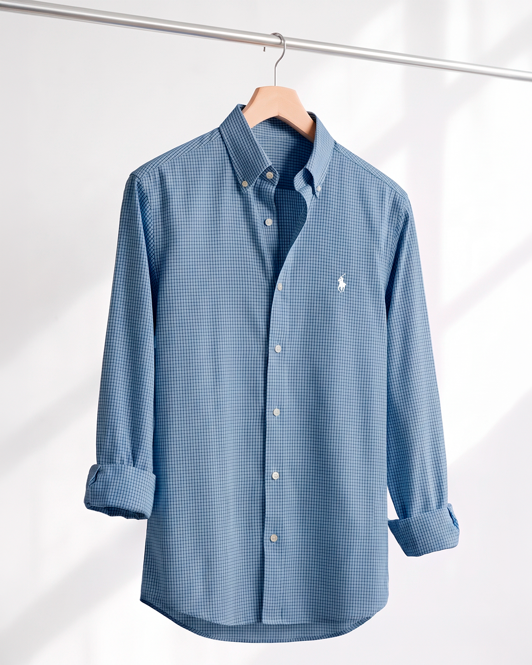 Camisa Xadrez Polo Ralph Lauren Manga Longa Vichy Azul Marinho
