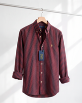 Camisa Xadrez Polo Ralph Lauren Manga Longa Vermelha e Preta
