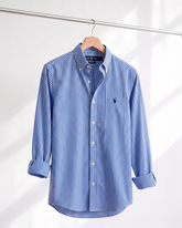 Camisa Xadrez Ralph Lauren Manga Longa Vichy Azul Royal