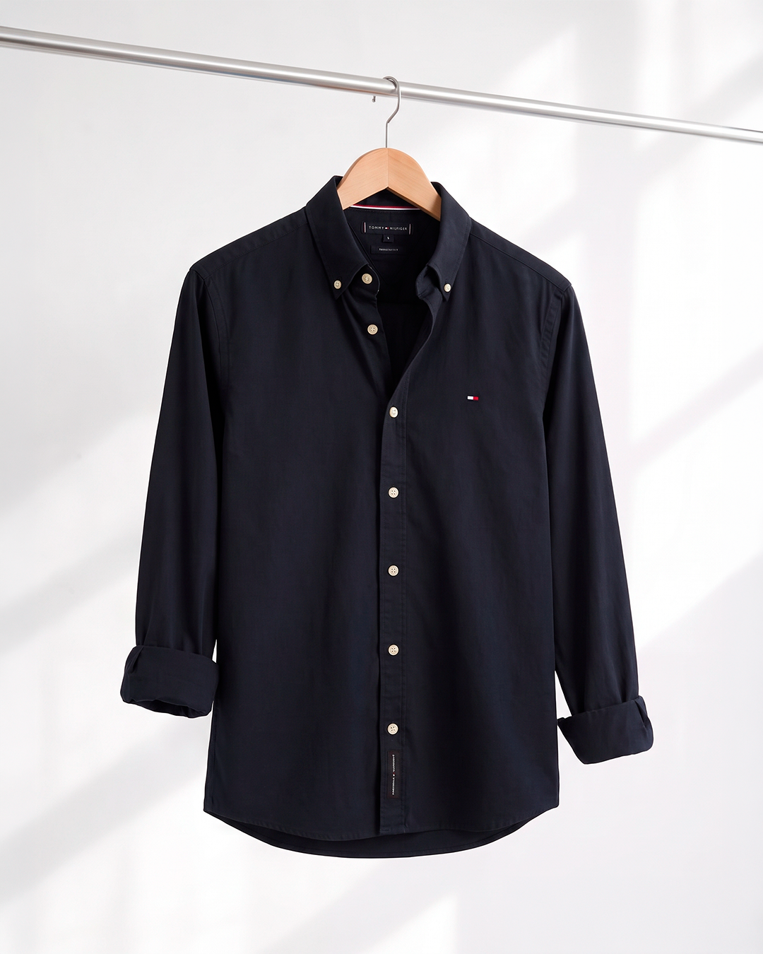 Camisa Social Tommy Hilfiger Manga Longa Azul Marinho