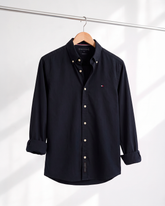 Camisa Social Tommy Hilfiger Manga Longa Azul Marinho