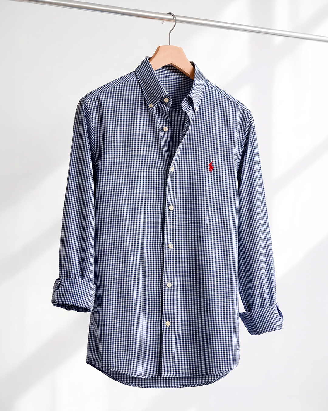 Camisa Xadrez Polo Ralph Lauren Manga Longa Preta e Branca