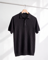 Camisa Polo em Tricô Texturizado Preto
