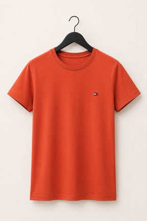 Camiseta Feminina Tommy Hilfiger Gola Careca Laranja